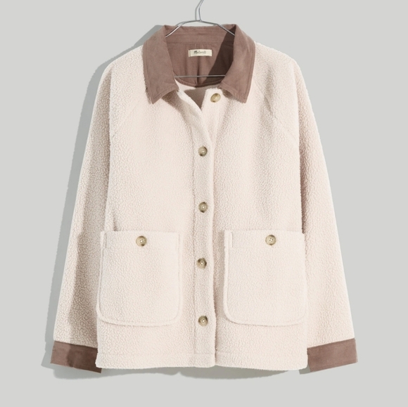 Madewell Sherpa Corduroy-Trimmed Gorpcore Outdoor (Re)sourced Jacket Coat Medium - Picture 1 of 11